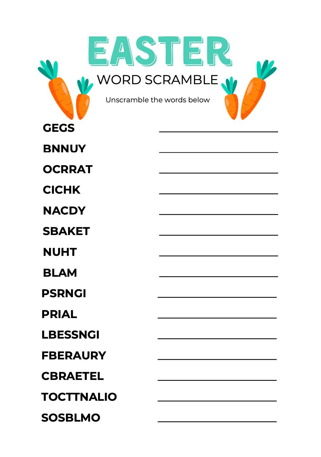 Printable Easter Word Scramble - Etsy UK