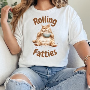 Rolling fatties Unisex Tee, hipster shirt, Cat lover shirt, Cute fat cat shirt, Rolling fatties funny t-shirt