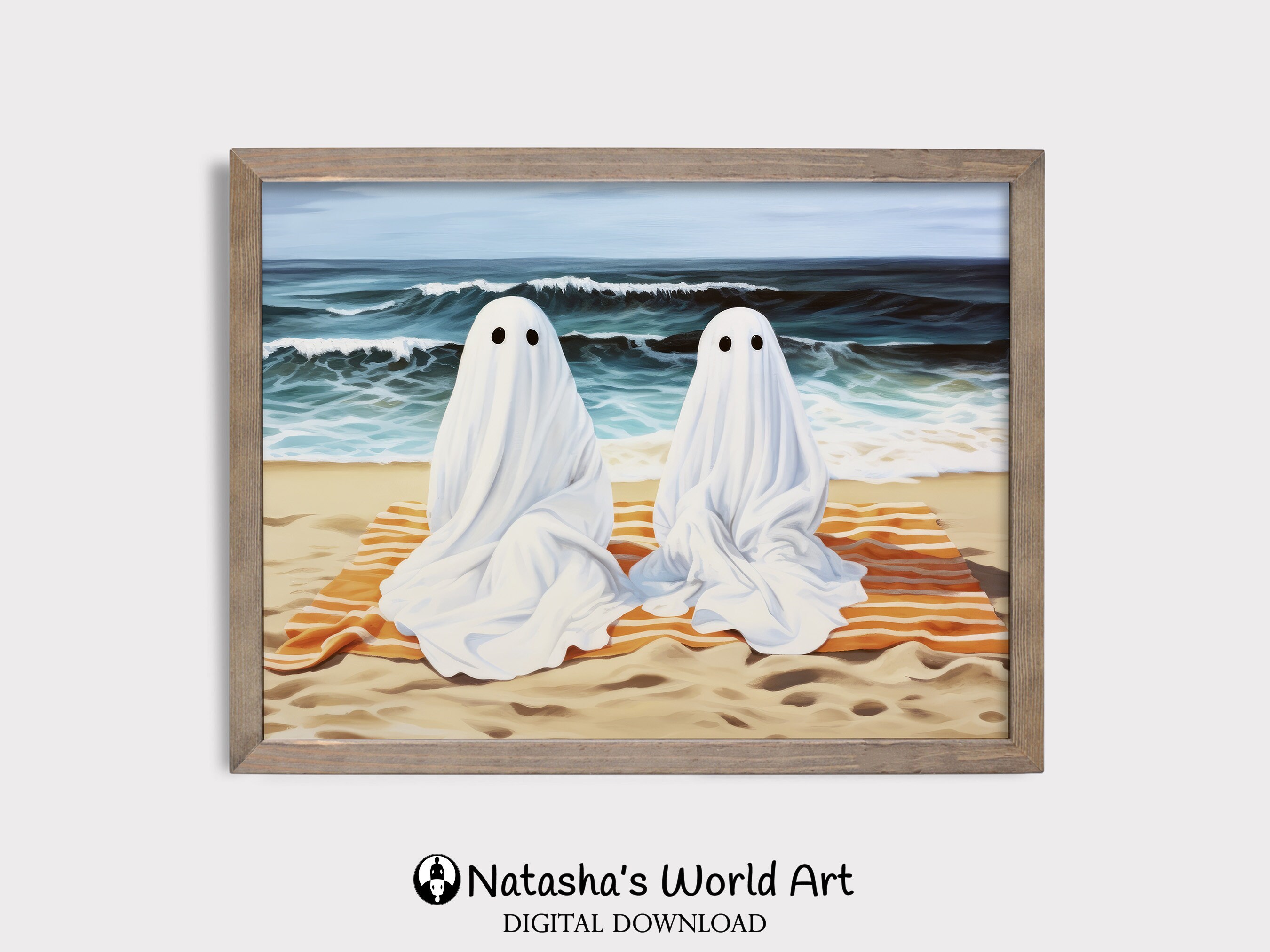 Ghosts at the Beach Digital Download, Haunted Printable Wall Art