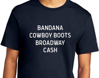Bandana, Cowboystövlar, Broadway, Cash, Country T-shirt, Herr/Unisex Champion T-shirt