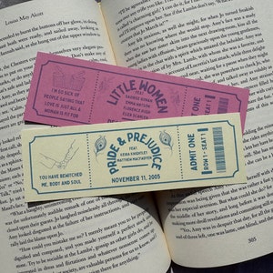 Classic Literature | Little Women | Pride & Prejudice | Ticket Style Bookmarks