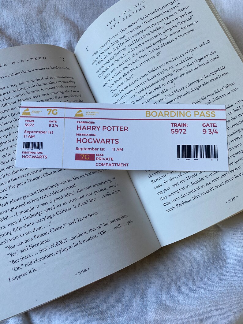 Hogwarts Express Boarding Pass Harry Potter Bookmarks Customizable Etsy