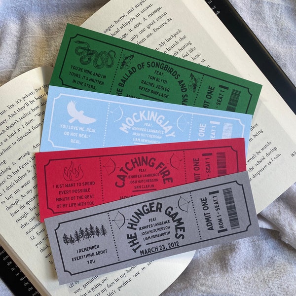 The Hunger Games Trilogy | Love Quotes | Ballad of Songbirds and Snakes | Ticket Style Bookmarks