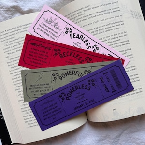Powerless | Love Quotes | Ticket Style Bookmarks | Powerless Inspired Bookmarks | Powerful | Reckless | Fearless