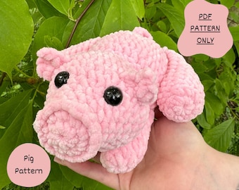 Patrón PDF de cerdo de crochet de baja costura. Patrones de crochet para principiantes.