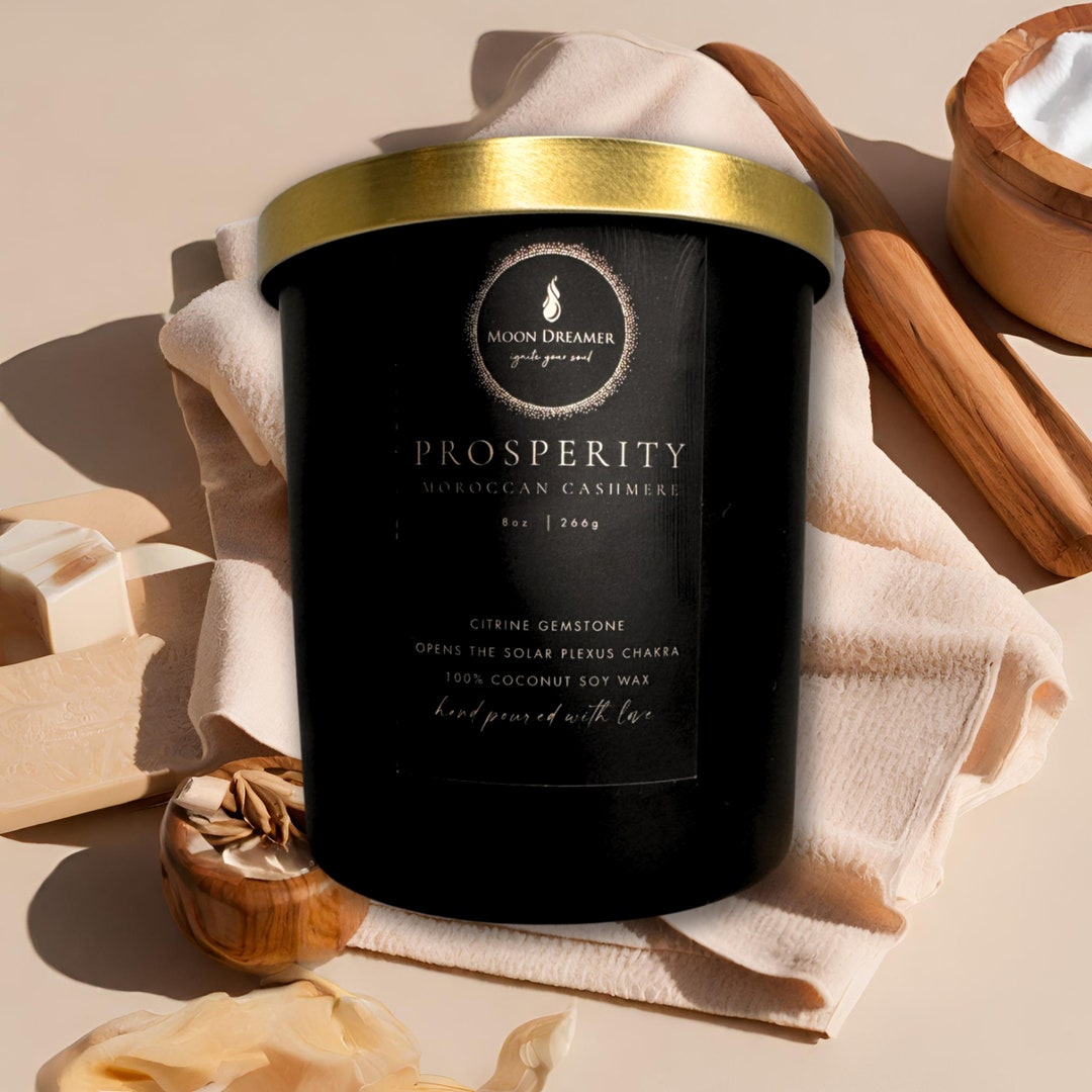 Prosperity Intention Candle With Premium Coconut Soy Wax, Non Toxic