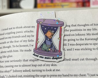 Just One More Chapter Hourglass | Holographic Magnetic Bookmark | Book Club Bookmark | Bookish Gift | Book Merch | Cute Bookmark