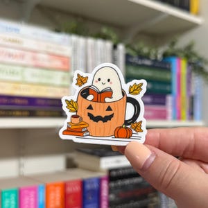 Cozy Ghost Reading | Waterproof Kindle Sticker | E-Reader Sticker | Book Merch | Laptop Sticker | Bookish Gift | Book Lover | Halloween