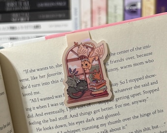 Cute Dragon Window | Holographic Magnetic Bookmark | Book Club Bookmark | Bookish Gift | Book Merch | Cute Bookmark