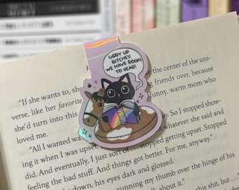 Giddy Up Books | Holographic Magnetic Bookmark | Book Club Bookmark | Bookish Gift | Book Merch | Cute Bookmark