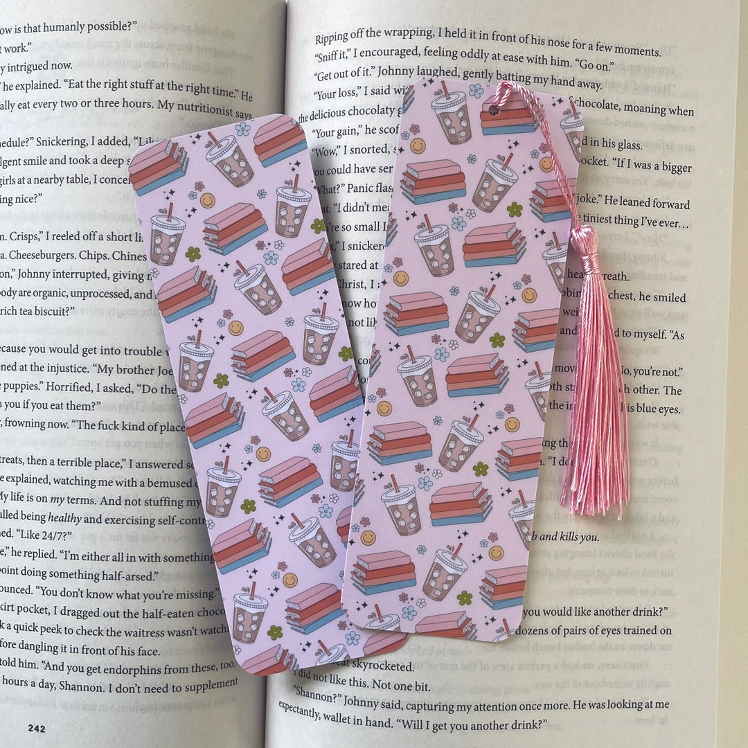 Iced Coffee & Books Laminated Bookmark | Handmade Bookmark | Book Club ...