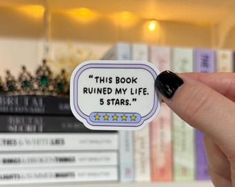 This Book Ruined My Life 5 Stars | Waterproof Kindle Sticker | E-Reader Sticker | Book Merch | Bookish Gift | Book Lover