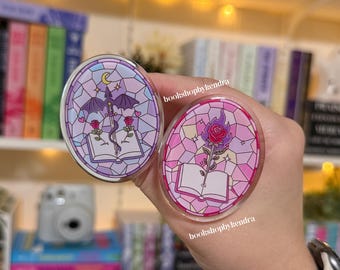 Fantasy and Romance Stained Glass Kindle Grip | Kindle Holder | Phone Holder | Kindle Accessories | Bookish Gift