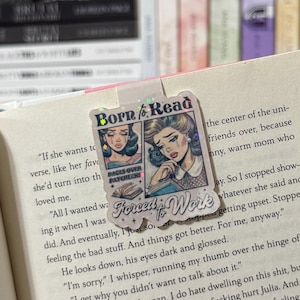 Born To Read Forced To Work | Retro Bookmark | Holographic Magnetic Bookmark | Book Club Bookmark | Bookish Gift | Book Merch | Reader Gift