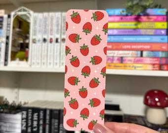 Cute Strawberry Bookmark | Pink Bookmark | Fruit Bookmark | Romance Bookmark | Girly Bookmark | Bookish Gift | Cute Bookmark