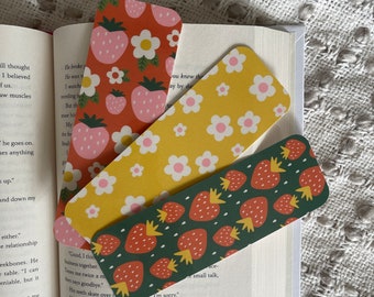 Strawberry Patch Collection Laminated Bookmark | Strawberry Bookmark | Book Club Bookmark | Book Gift