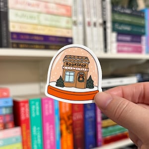 Winter Bookshop Snow Globe | Waterproof Kindle Sticker | E-Reader Sticker | Book Merch | Laptop Sticker | Bookish Gift | Book Lover