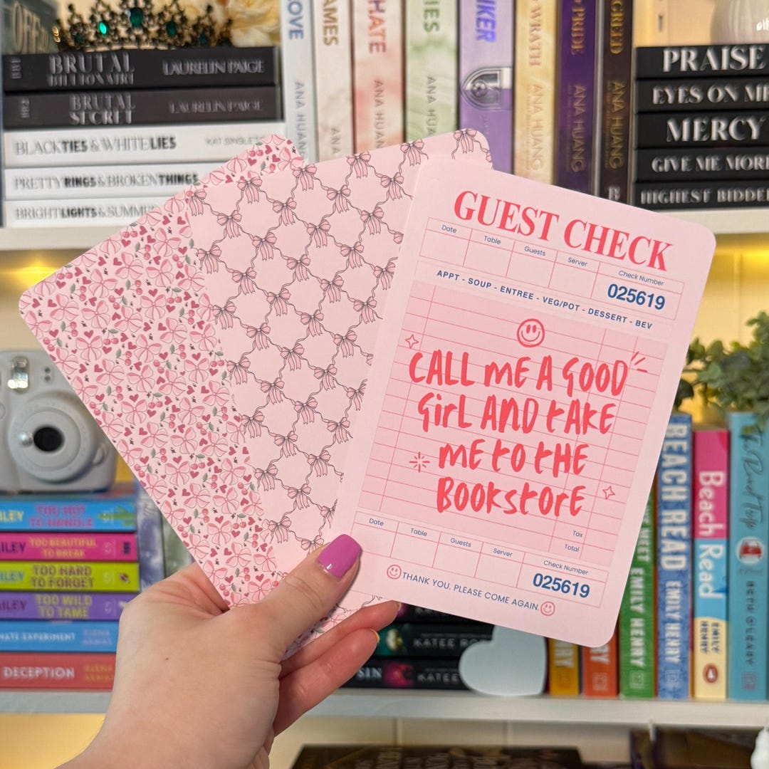 Kindle Inset Library Card Guest Check Library Card Kindle Insert | Pink Bows Kindle Insert ...