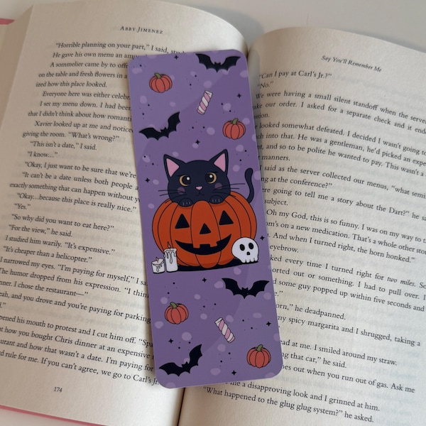 Halloween Black Cat Bookmark | Handmade Bookmark | Laminated Bookmark | Bookish Gift | Book Lover | Librarian Gifts | Fall Bookmark