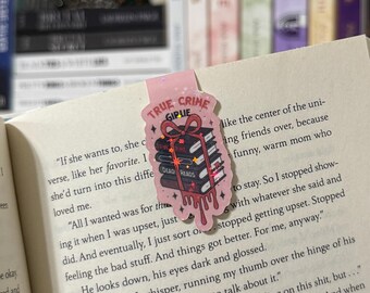 True Crime Girlie | Holographic Magnetic Bookmark | Book Club Bookmark | Bookish Gift | Book Merch | Cute Bookmark