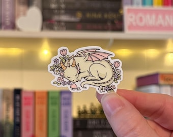 Spring Cozy Dragon | Waterproof Kindle Sticker | E-Reader Sticker | Book Merch | Bookish Gift | Book Lover