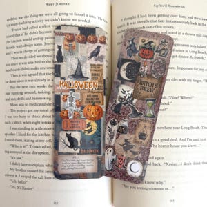 Retro Halloween Collage Bookmarks | Handmade Bookmark | Laminated Bookmark | Bookish Gift | Book Lover | Librarian Gifts