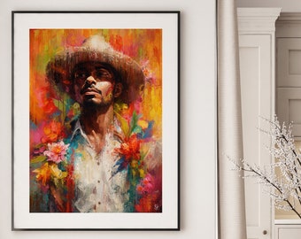 El Silletero (Medellin’s Flower Festival) – Limited Edition Portrait Digital Art - People of Medellin Colombia Latin America Expressionist