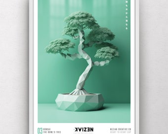 The Bonsai: The Bowl’s Tree – Limited Edition Portrait Art Print – 3 of 4 - Minimalist Japanese Inspired Design - Neziak Creative Collective