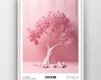 Sakura: The Cherry Blossom – Limited Edition Portrait Art Print – 1 of 4 - Minimalist Japanese Inspired Design - Neziak Creative Collective