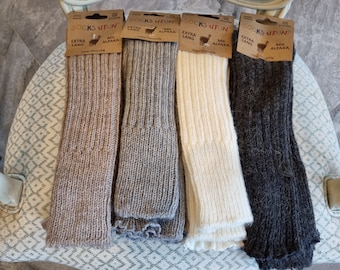 Long Alpaca Wool Mix legwarmer for women (Free size) - perfect for cold weather and gifts,Christmas gift for him and Her winter