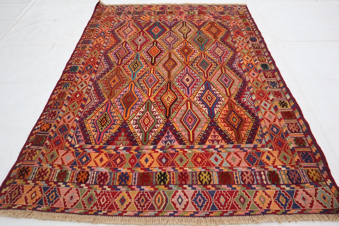 Antique Mashwani Rug, 4x5 Handmade Wool Rug, Soft Pile Organic Dyes Rug ...