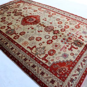 4x7 Beige Floral Rug, Handmade Wool Rug, Excellent Condition Rug, Tribal Area Rug, Afghan Antique Rug, Turkmen Tribal Rug, Rug For Bedroom,