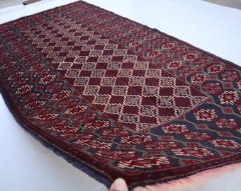 ビンテージラグ　伝統的　ウールラグ　アフガニスタン アフガニスタンのヴィンテージラグ、4x7インチのハンドメイドウール