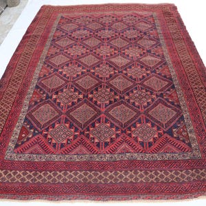 Afghan Antique Rug, 5x7 Handmade Wool Rug, Traditional Area Rug, Soft Pile Rug, Geometric Design Rug, Afghan Oriental Rug, Rug For Bedroom,