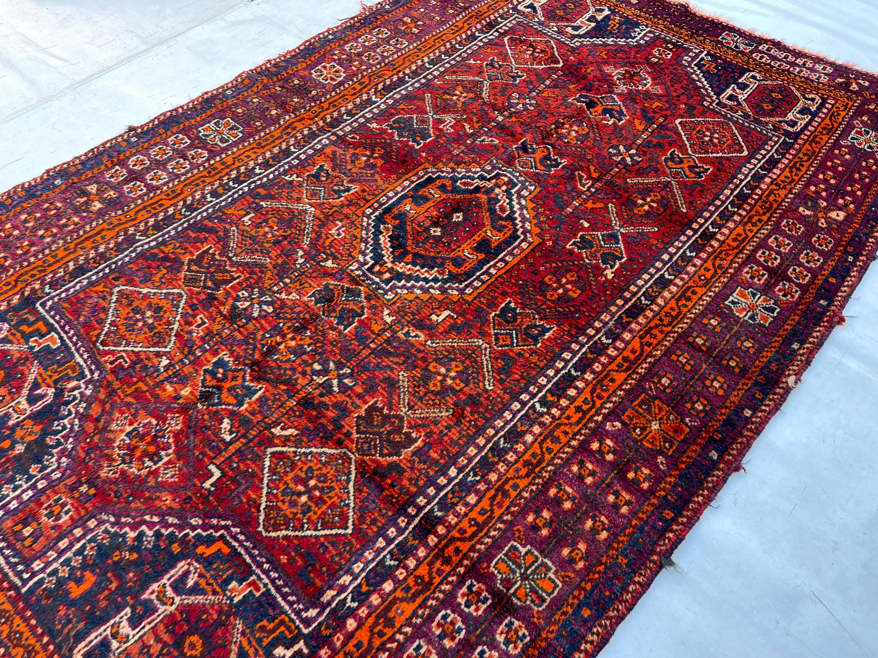 Afghan Caucasian Rug, 5x8 Hand Knotted Wool Rug, Persian Oriental