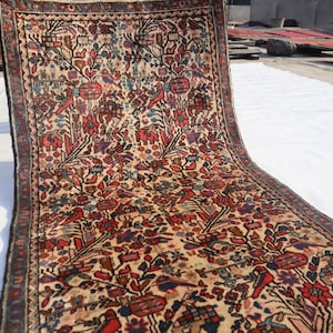 Afghan Flower Floral Rug, 3x5 Handmade Silk Rug, Traditional Area Rug, Soft Pile Beige Rug, Persian Oriental Vintage Rug, Rug For Kids Room,