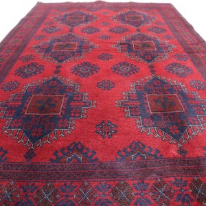 Bokhara Vintage Rug, 4x6 Handmade Wool Rug, Afghan Oriental Geometric Rug, Organic Dyes Soft Fine Rug, Turkmen Tribal Rug, Rug For Bedroom,