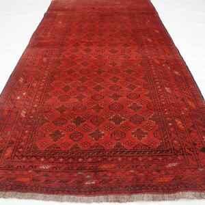 Hand Knotted Rug, 3.4x6.6 Organic Dyes Wool Rug, 1970s Antique Area Rug, Turkmen Tribal Rug, Geometric Design Red Rug, Rug For Mothers Day,