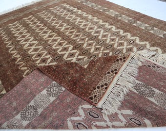 アフガニスタンのヴィンテージラグ、7x9インチのハンドメイドウール