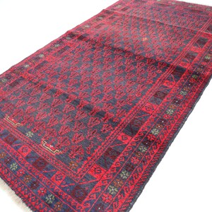 3x6 Antique Balochi Rug, Afghan Handmade Wool Rug, Geometric Design Oriental Rug, Traditional Area Rug, Soft Pile Turkmen Rug, Office Rug,