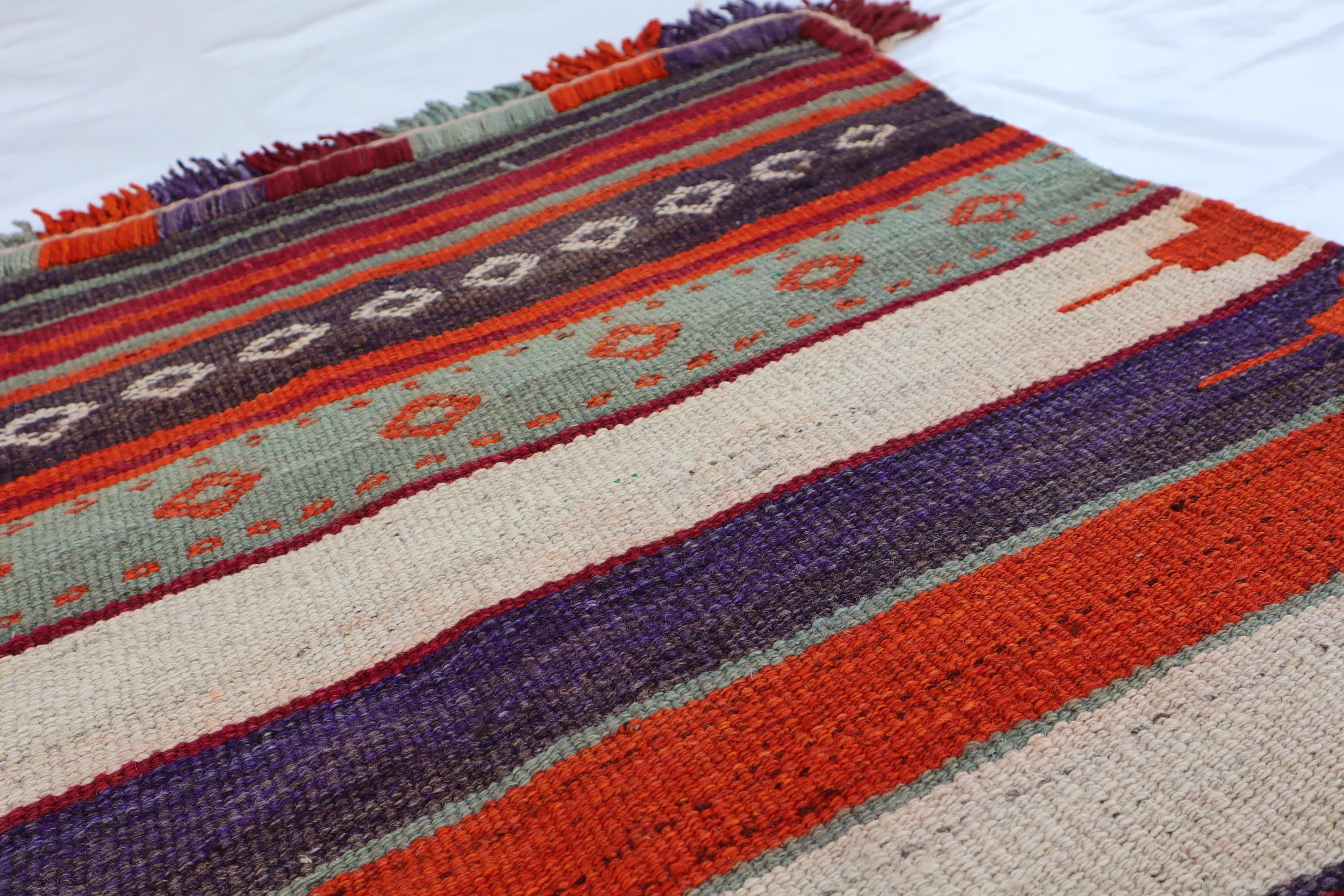 アフガニスタンアンティークキリムラグ、 2.5x3.9手織りウールラグ