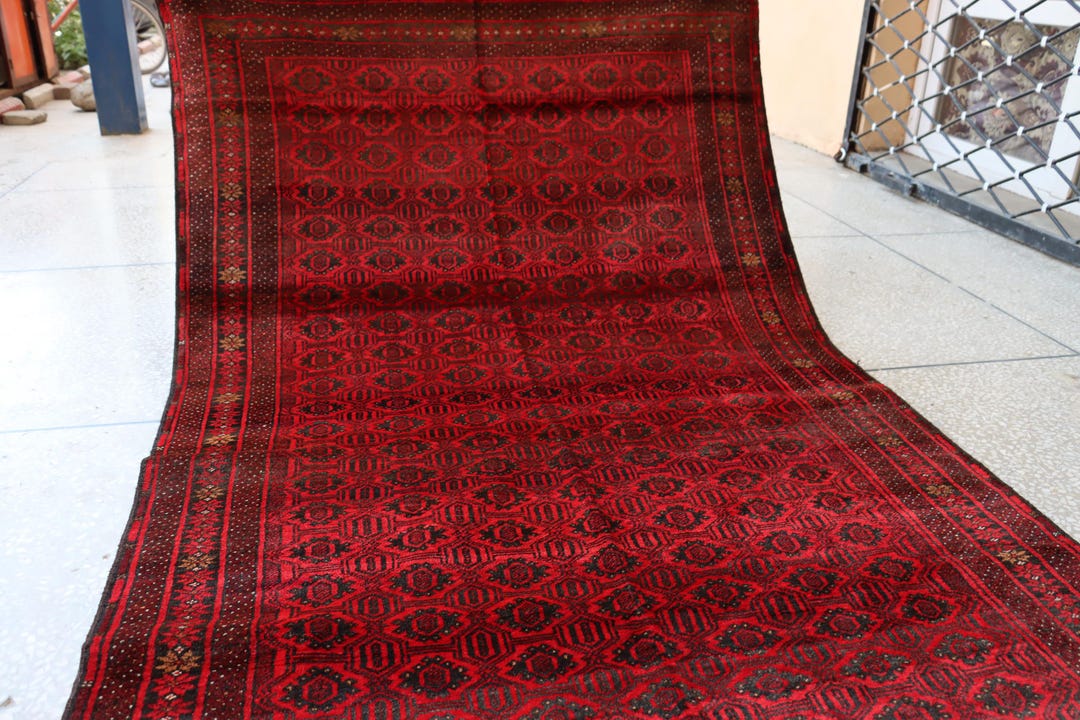 Small Area Rugs Rustic Vintage Red Area Rug, 5x7 Ft Geometric Tribal Carpet, Distressed Faded ...