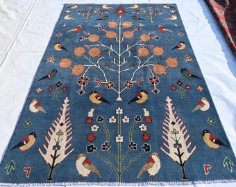 アフガニスタン製 手織りウール・コットンラグ サイズ：97 × 146 cm