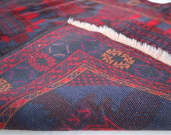 アフガニスタンのヴィンテージエリアラグ、4x7インチのハンドメイド