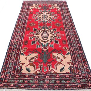 Afghan Gematric Design Rug, Handmade Wool Rug, Turkmen Tribal Rug, 4x7 Oriental Red Rug, Traditional Area Rug, Rug For Living Room Office,