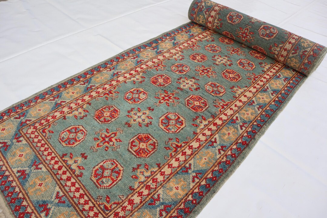 Afghan Runner Rug, 3x13 Handmade Wool Rug, Geometric Design Mowri Rug ...