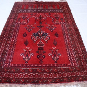 Muslim Prayer Rug, 3x4 Handmade Wool Rug, Afghan Prayer Rug, Turkmen Oriental Vintage Rug, Soft Fine Red Rug, Tradition Area Rug, 3x4 Rug,