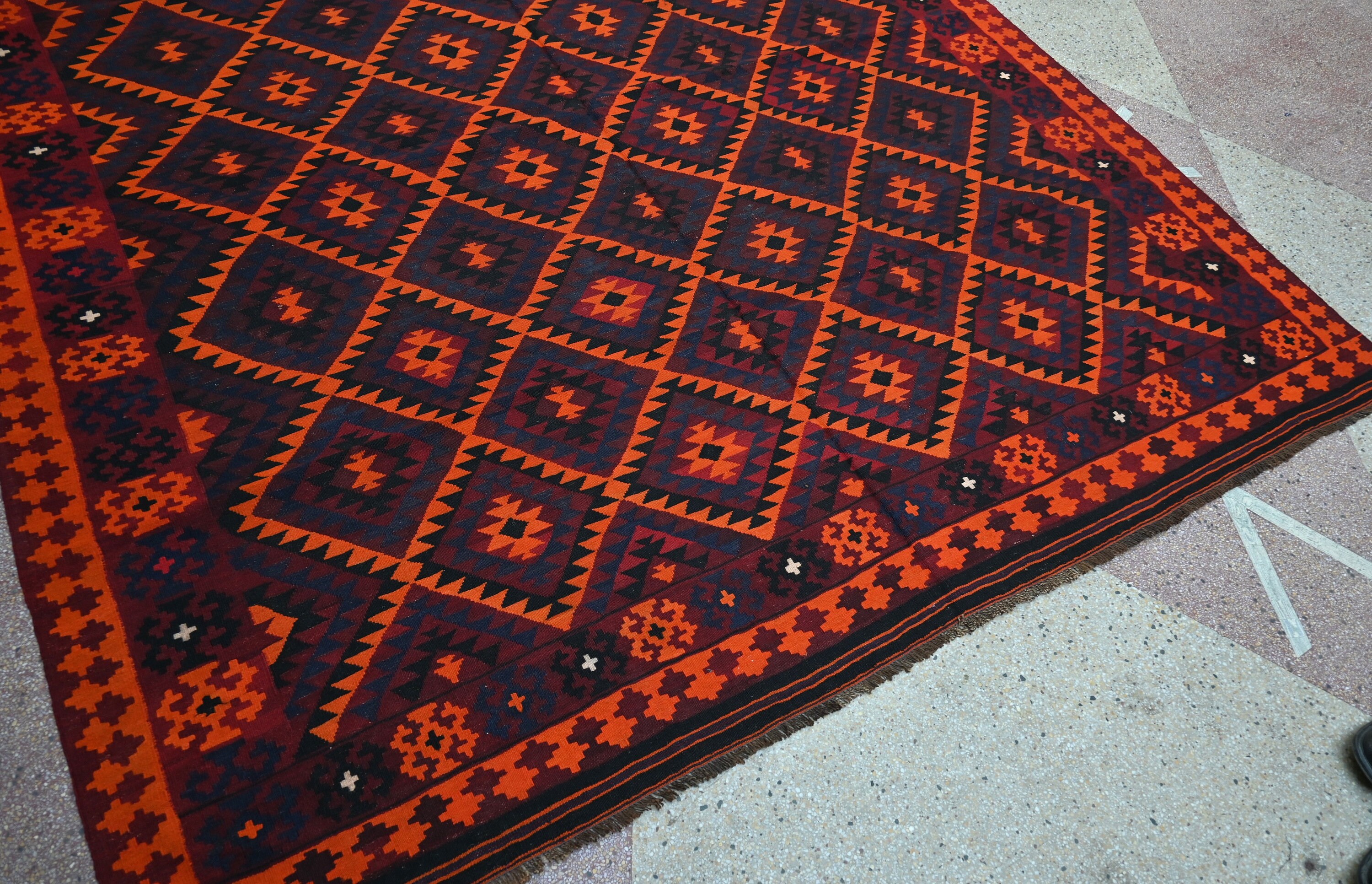 High Quality Vintage Afghan Ghalmoori Kilim Rug- 8.2x9.5 Ft