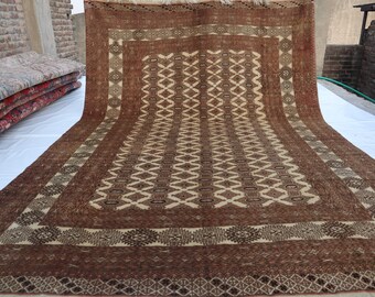 アフガニスタンのヴィンテージラグ、7x9インチのハンドメイドウール