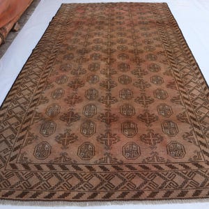 Turkmen Low Pile Rug, 4x7 Hand Knotted Old Rug, Organic Dyes Wool Rug, Afghan Geometric Design Rug, Antique Oriental Rug, Rug For Kids Room,